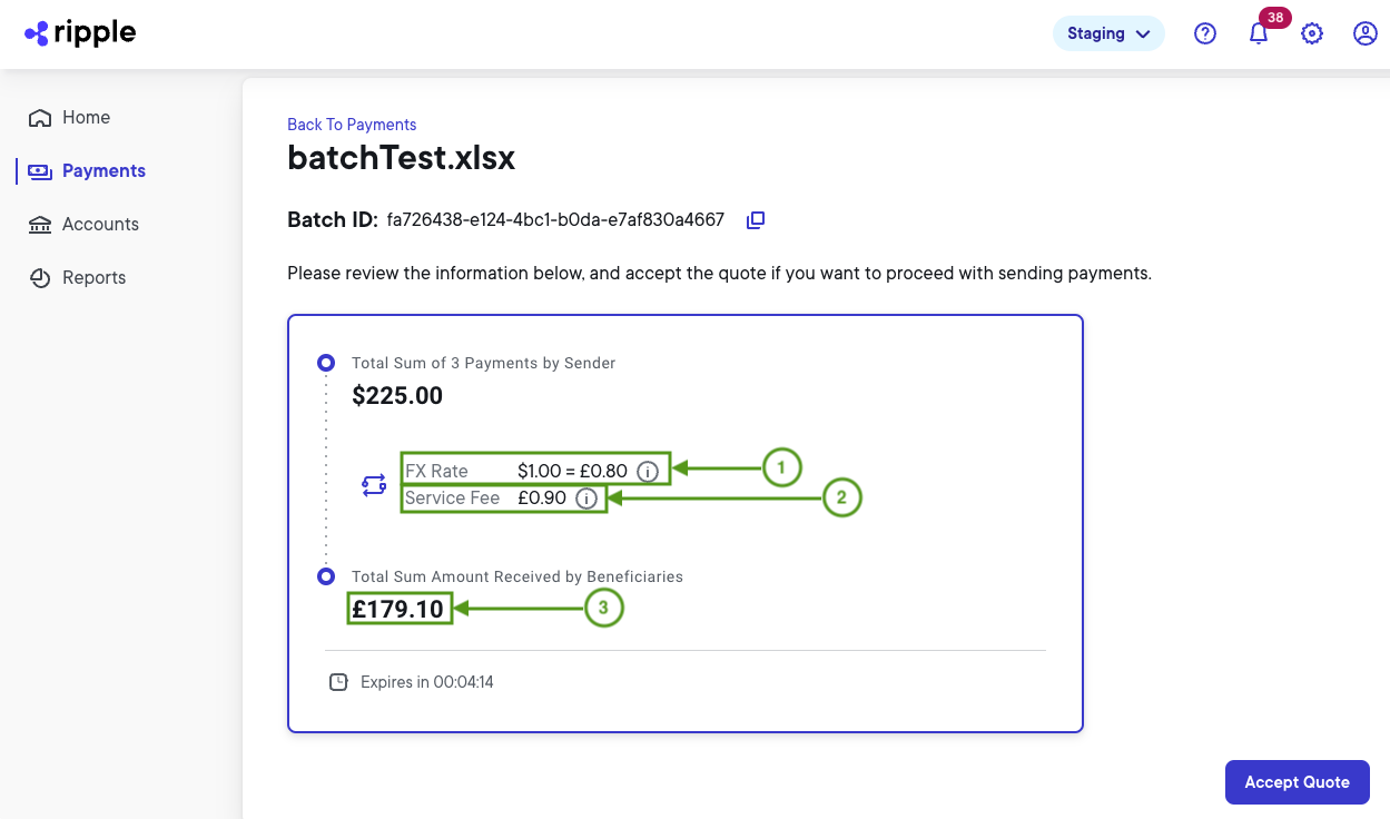 Batch quote details example