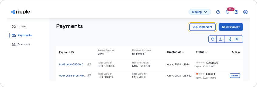 ODL Statement button