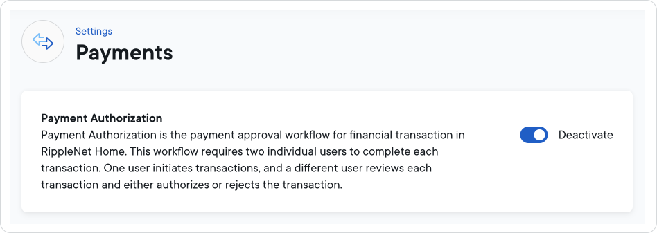 Payment authorization setting