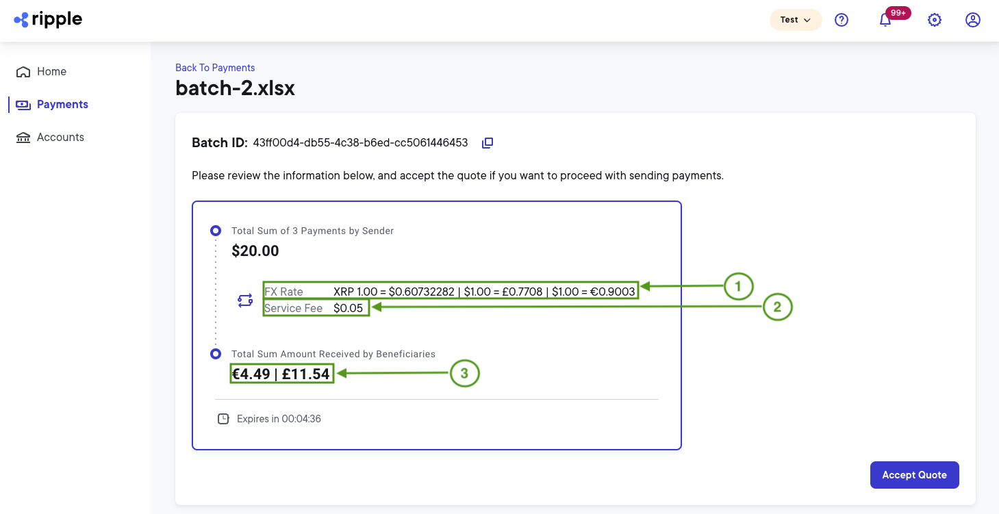 Batch quote details example