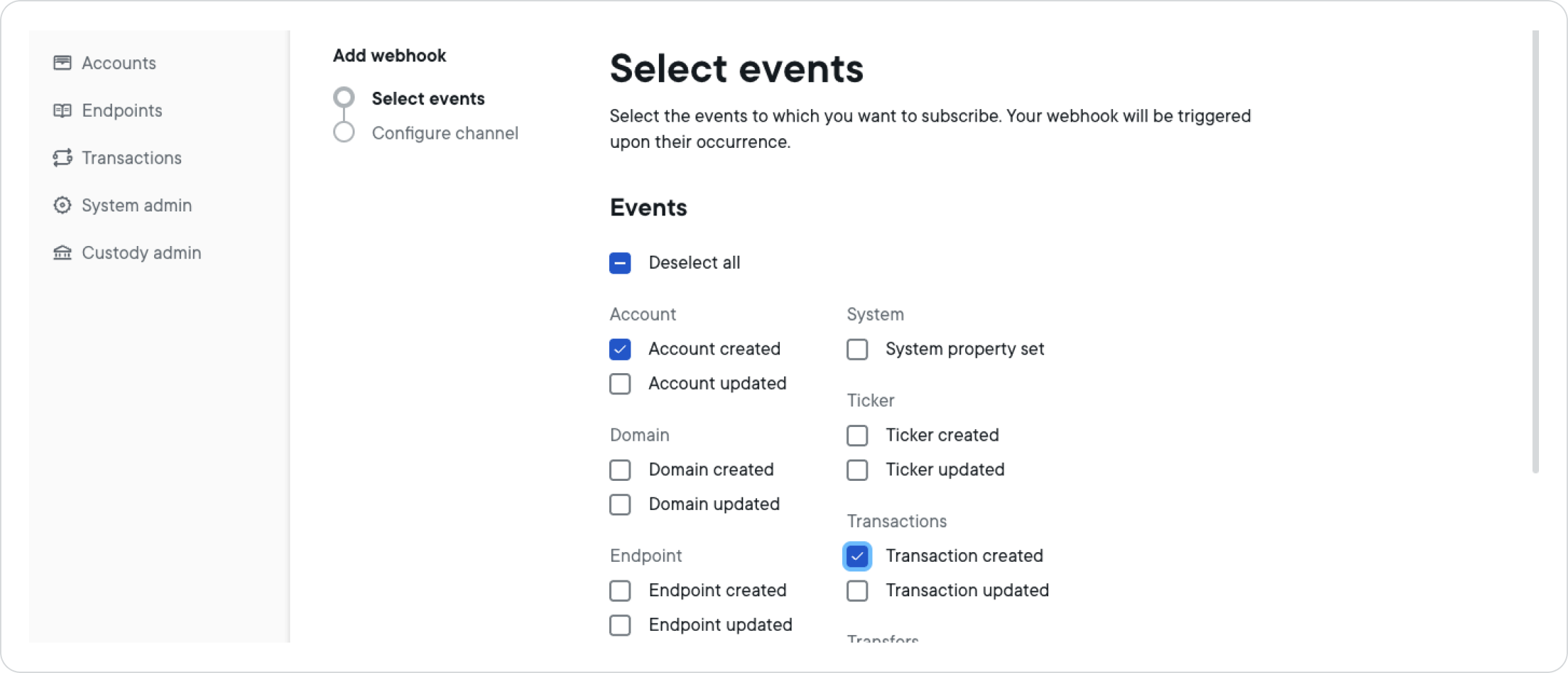 Select events