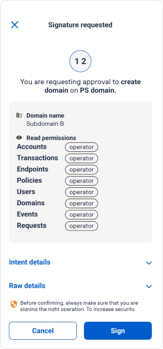 Authenticator signing intent details