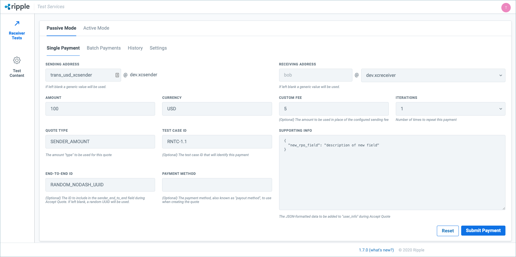 Receiver Tests - Passive Mode