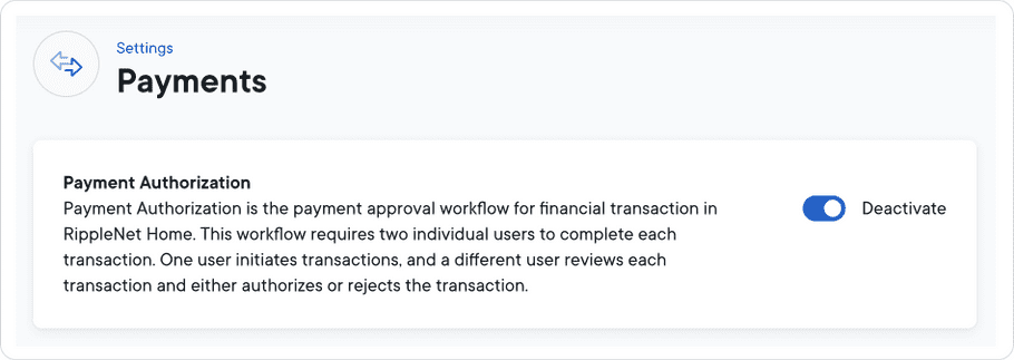 Payment authorization setting