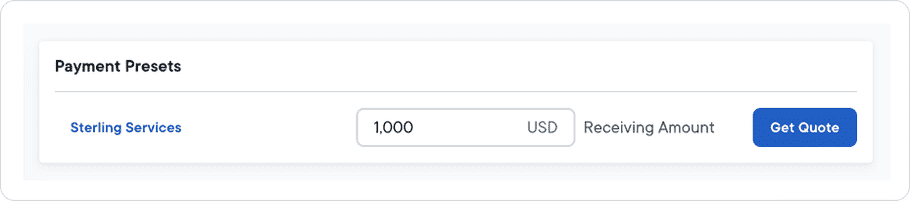 Payment preset panel