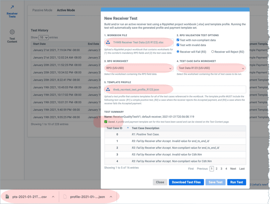 Workbook Test Dialog