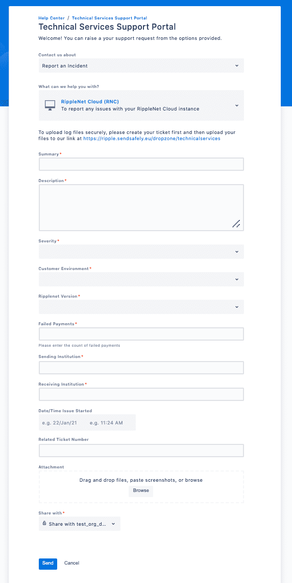 Technical Services Ticket Form