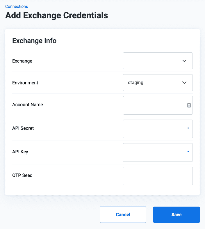 Add Exchange Credentials