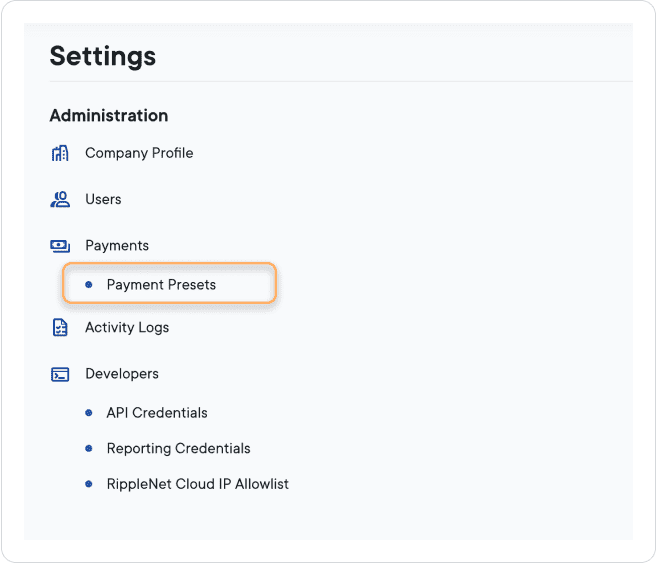 Settings page