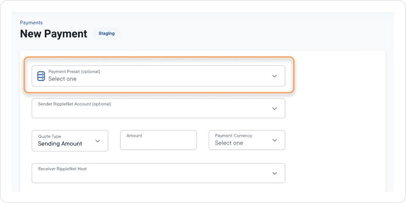 New payment form - payment presets