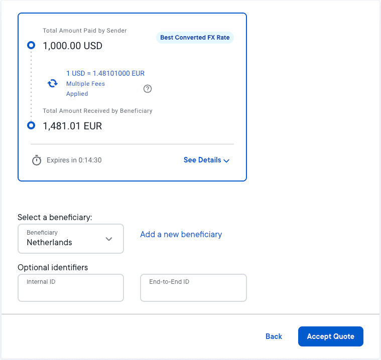 New payment quote review