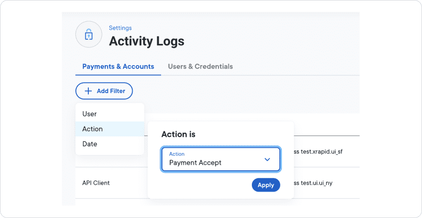 Activity logs filters