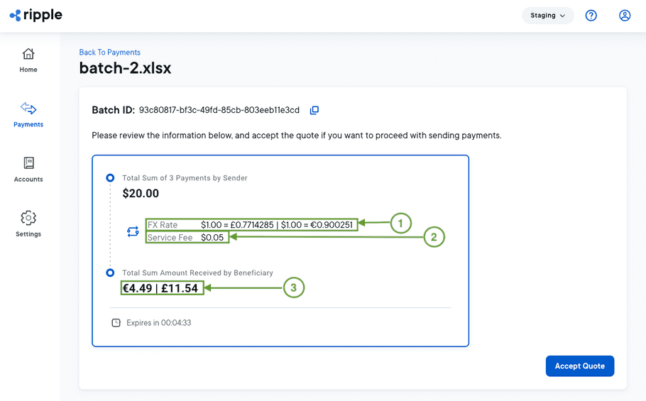 Batch quote details example