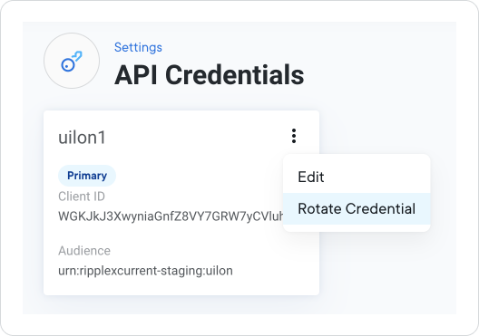 API credential details