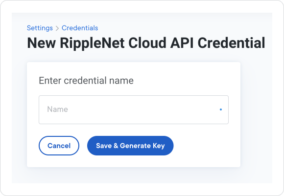 API credential dialog box