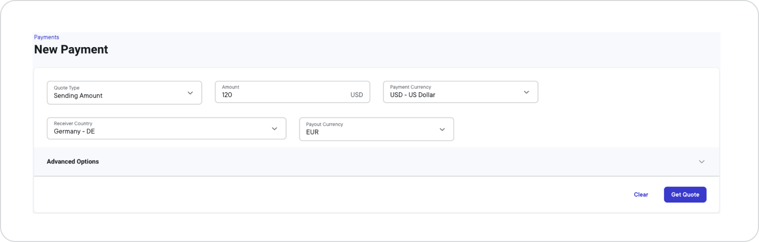 New payment form
