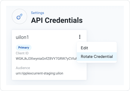 API credential details