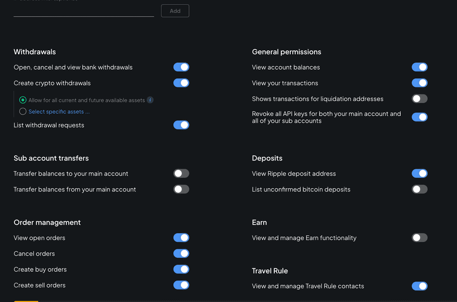 Bitstamp API ACCESS page