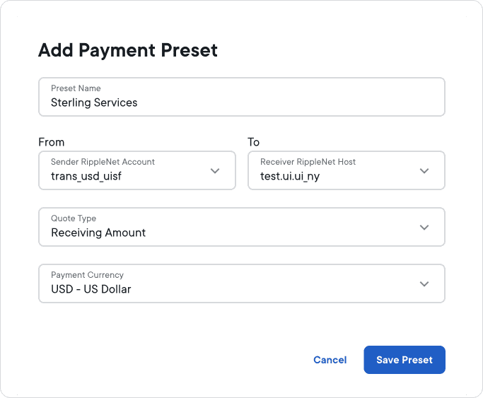 Add payment preset