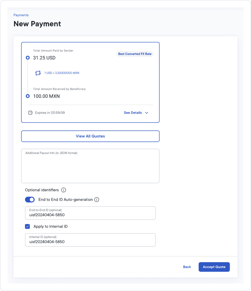 New payment quote review