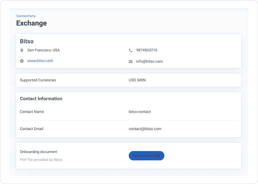 Exchange details button