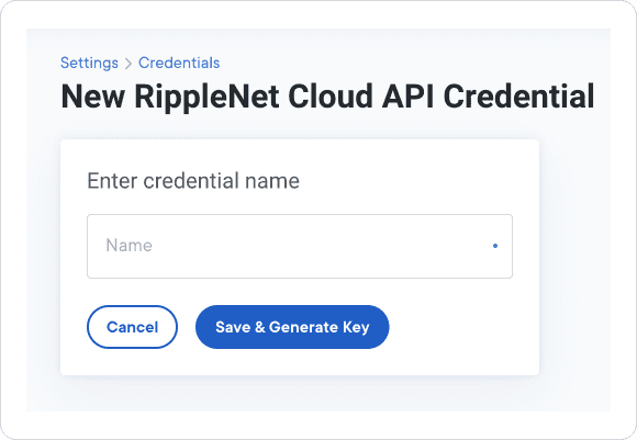 API credential dialog box