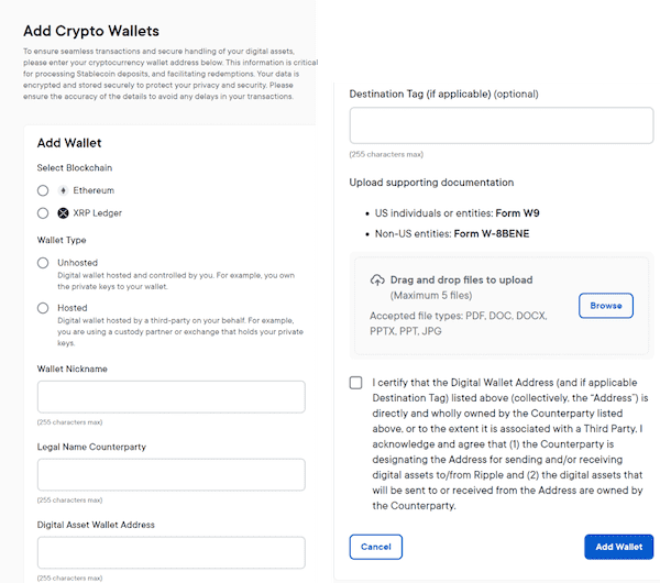 Wallet form